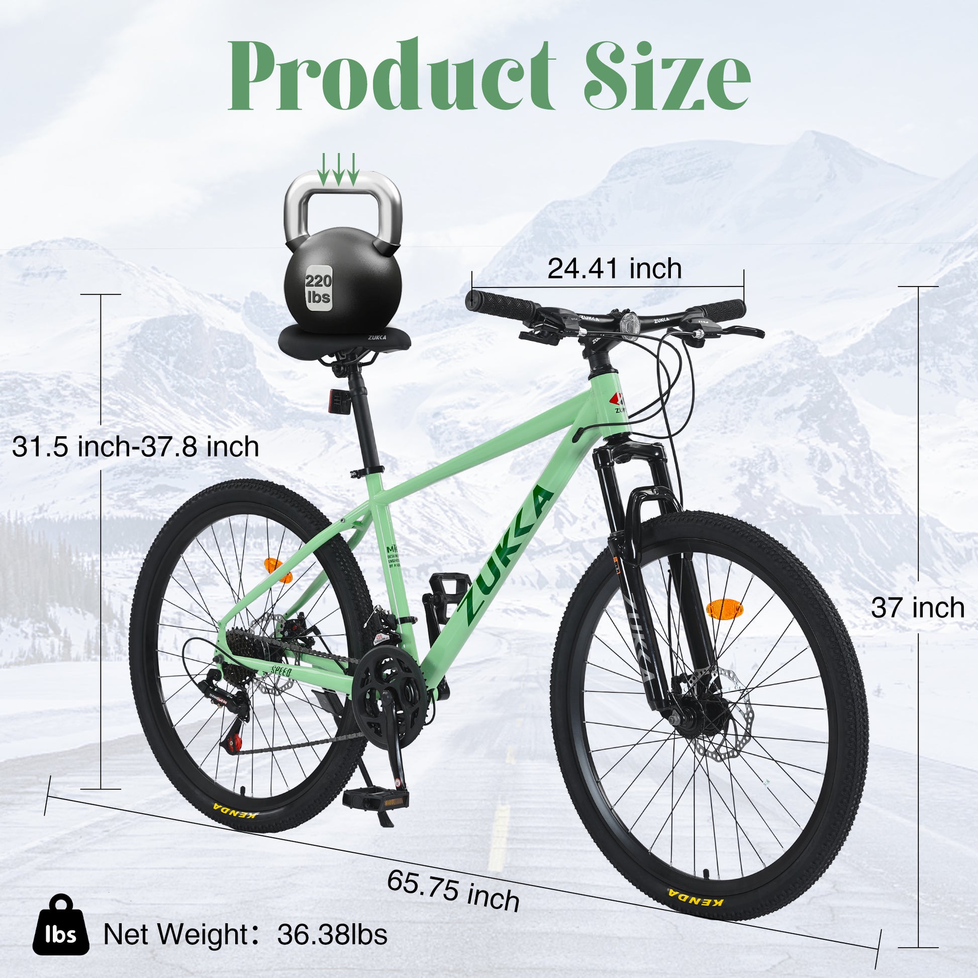 Mountain Bike For Men And Women 26 Inch 24 Speed Suspension Fork Kenda Tires Cycling Green Garden & Outdoor Steel