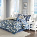 7 Piece Cotton Sateen Comforter Set Blue Queen Queen Blue Polyester