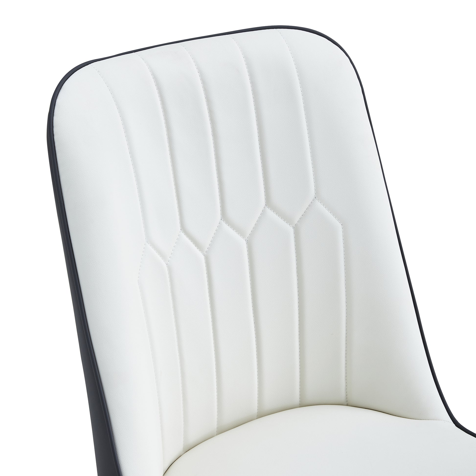 Large Modern Minimalist Rectangular Dining Table With 0.39 "Imitation Marble Black Tabletop And Golden Metal Legs, Paired With Chairs With Pu Cushions And Black Metal Legs. F 1537 C 007 Black Gold Glass Metal