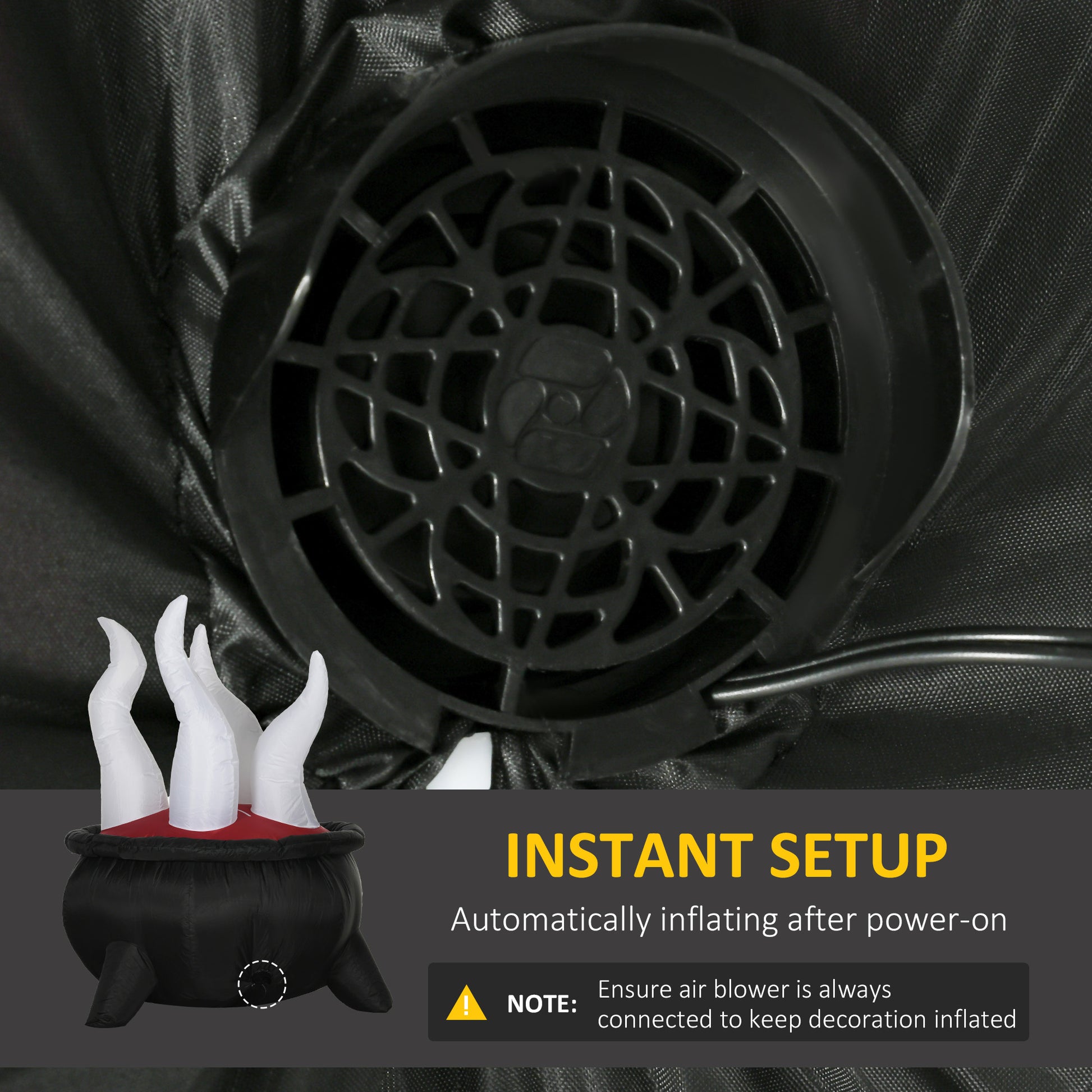 Outsunny 4Ft Halloween Inflatables Outdoor Decorations White Ghosts In Red Cauldron, Blow Up Led Yard Decor For Garden, Lawn, Party, Holiday White Polyester