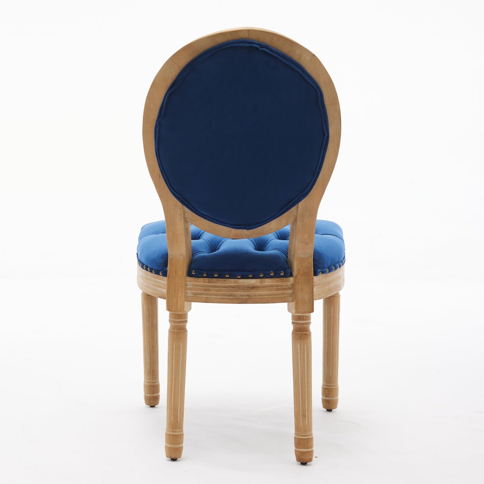 French Style Solid Wood Frame Antique Painting,Hand Pulled Buckle Decoration Velvet Artificial Leather Dining Chair With Trim ,Wood Legs,Steel Spring Inner,Set Of 2,Blue,Sw1739Bl Blue Dining Room American Design Dining Chairs Rubberwood Set Of 2 Foam