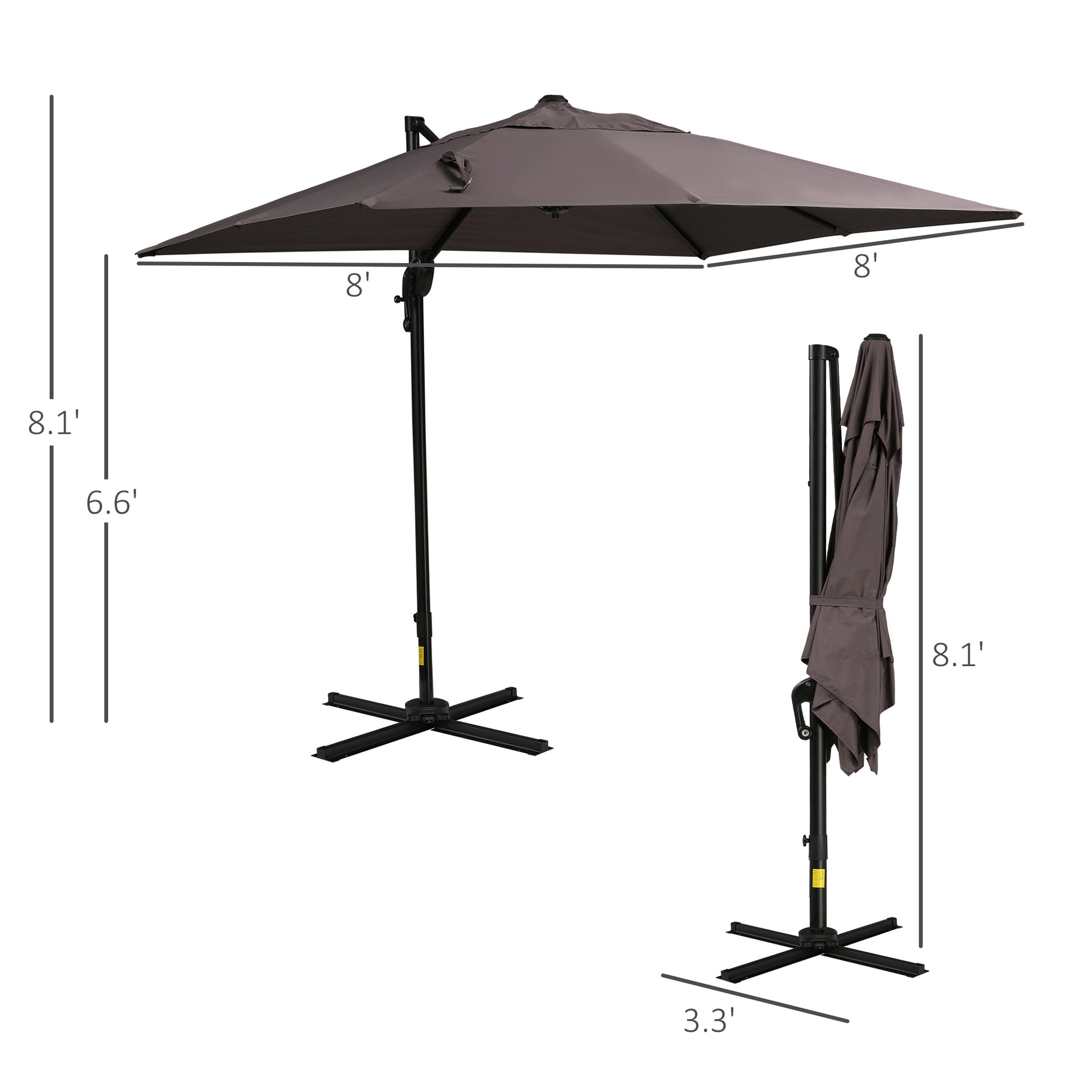8 ft aluminum square cantilever offset patio umbrella Outsunny 8Ft Cantilever Patio Umbrella, Square Outdoor Offset Umbrella