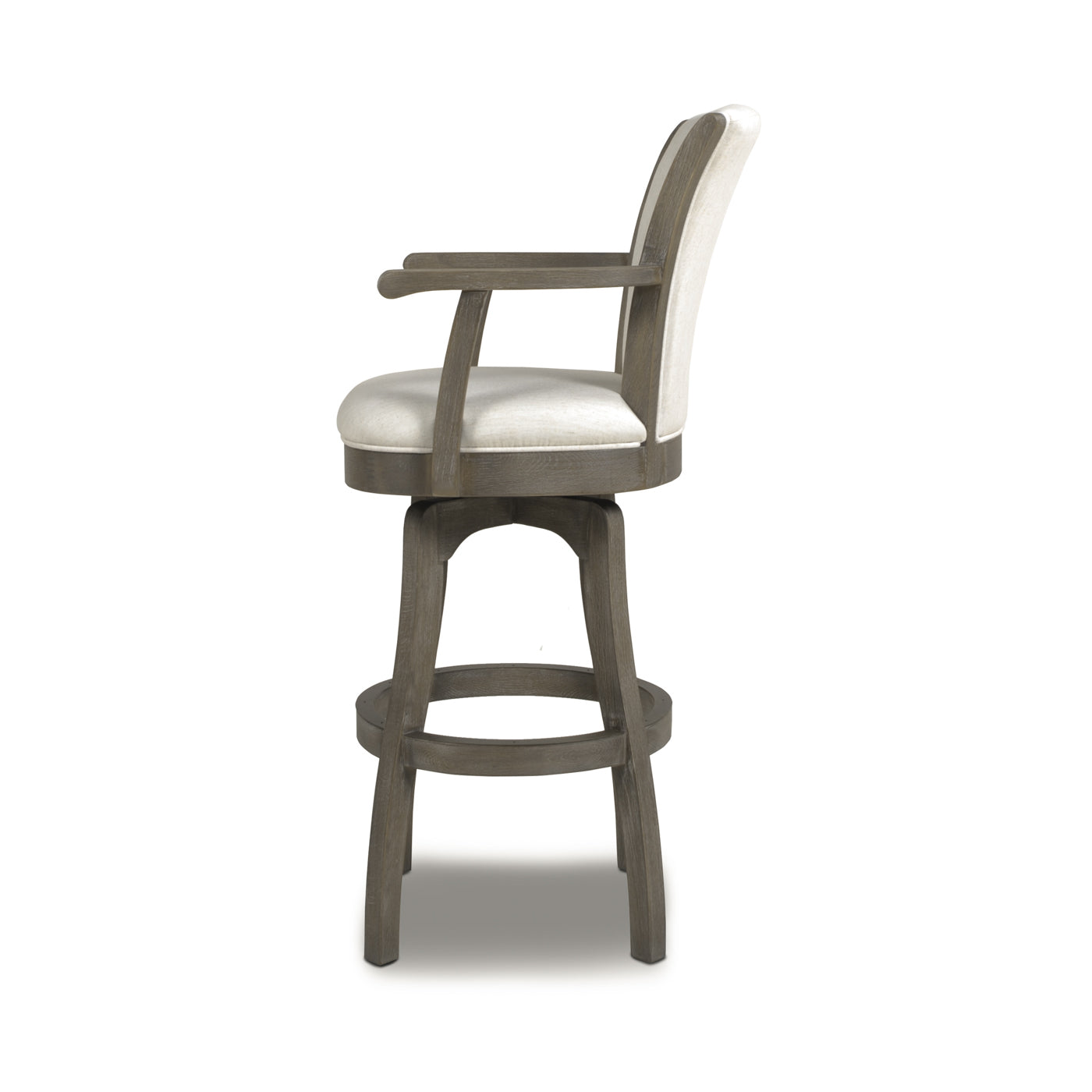 Williams 31In Swivel Bar Stool With Armrests, Natural White Linen White Foam Linen