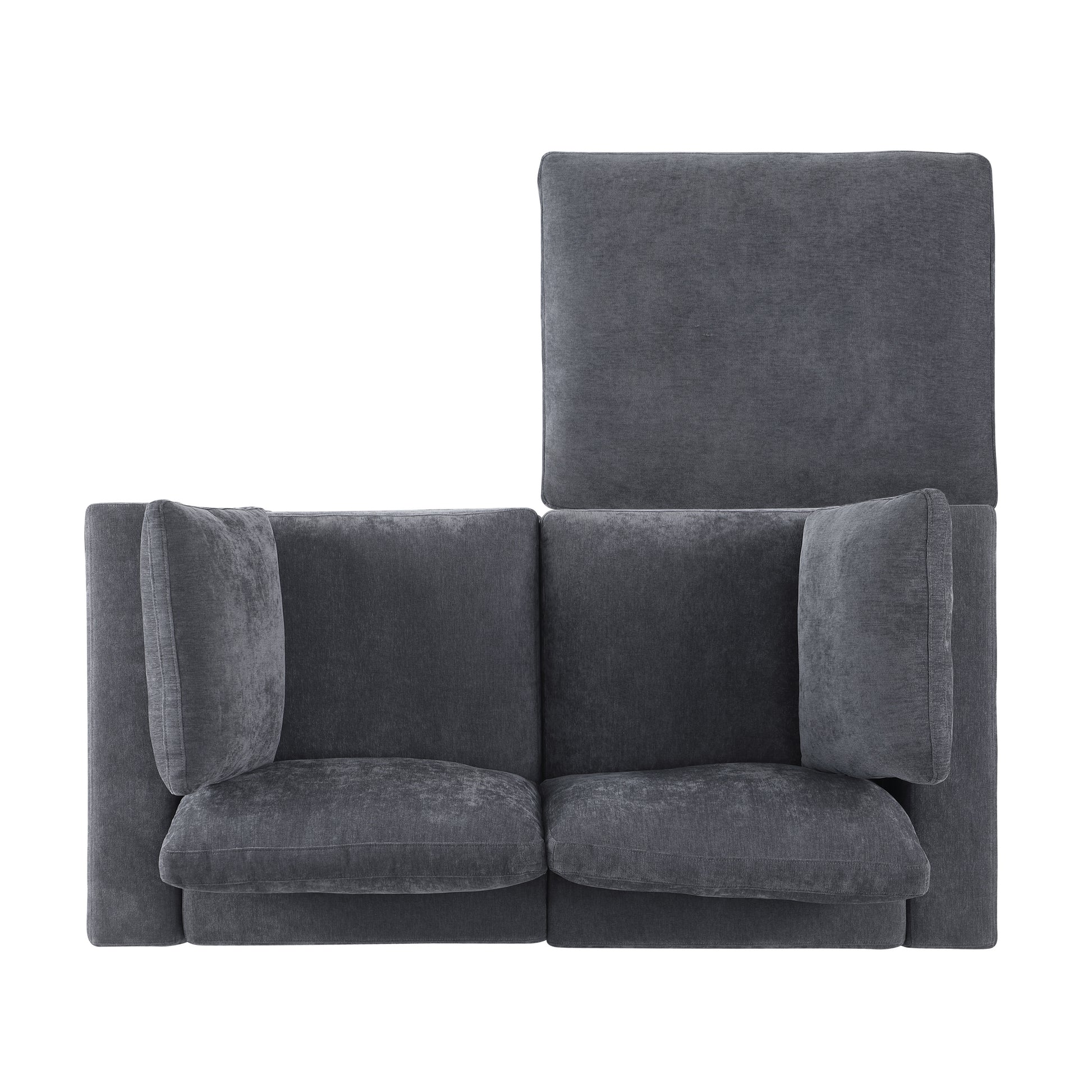 68.5" Loveseat Sofa With Ottoman Modular Sectional Beautiful Seat Couch Small L Shaped Upholstered Couch For Living Room Apartment Small Space, Chenille Grey Grey Fabric 3 Seat