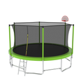 16Ft Trampoline With Balance Bar & Basketball Hoop&Ball, Astm Approved Reinforced Type Outdoor Trampoline With Enclosure Net Green Steel