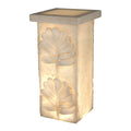 Polyresin Pedestal With Embossed Leaf Design, Cream Cream Polyresin