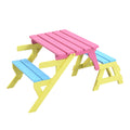 Kid'S Multi Functional Arm Chair,Table 2 Benches All In One Blue Pink Wood