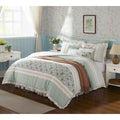 9 Piece Cotton Percale Comforter Set Aqua Queen Queen Aqua Polyester