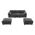 86.5''Chenille Sectional Sofa With Storage Pockets, 5 Seat U Shaped Sleeper Couch Set,2 Pic Free Combination,Convertible Sofa Bed With Ottoman For Living Room,Apartment,3 Colors Dark Grey Chenille 5 Seat