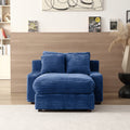 Modern Luxury Sofa Couch For Living Room Quality Corduroy Upholstery Sleeper Sofa Bed Daybed Navy Blue Blue Corduroy 1 Seat