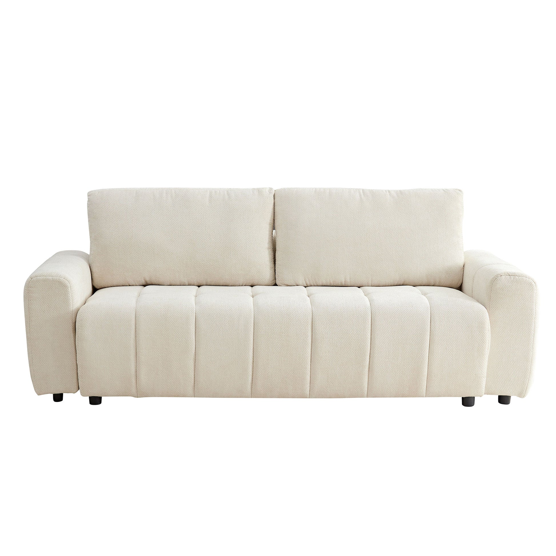 94.49''Sleeper Sofa, Sofa Bed 2 In 1 Pull Out Couch Bed With Storage Chaise For Living Room, Sofa Sleeper With Pull Out Bed, Cream Style Couch Beige Fabric 3 Seat