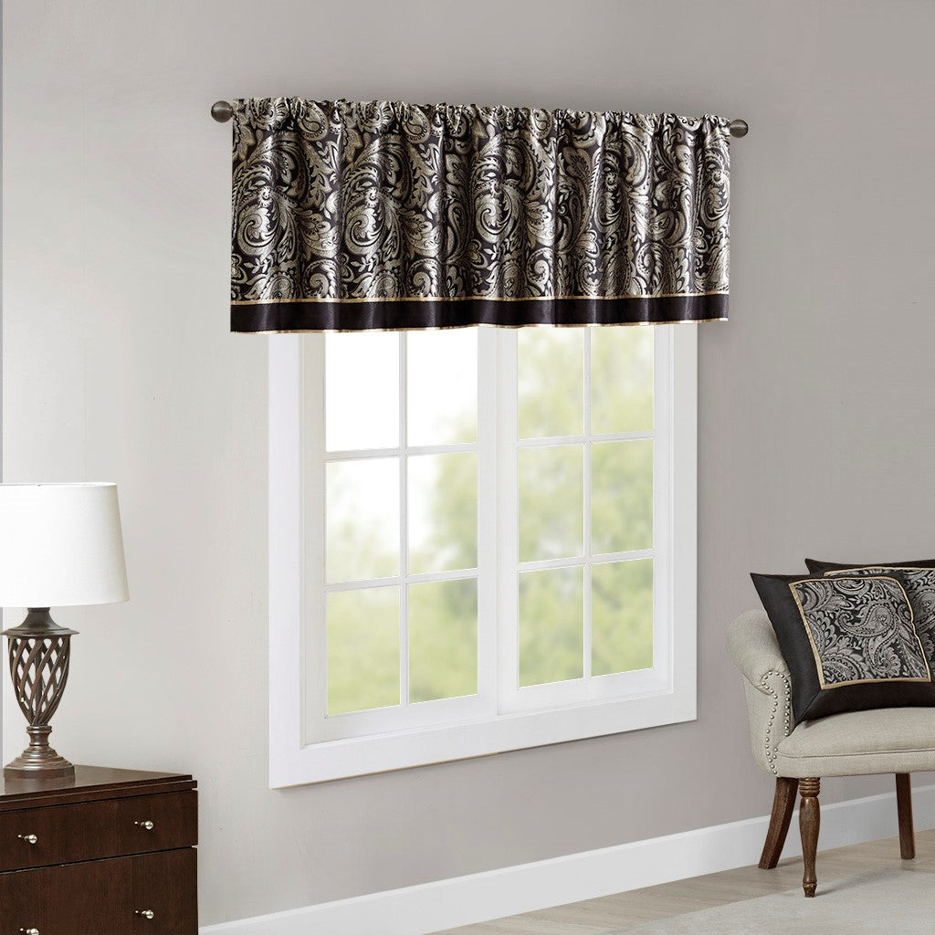 Jacquard Window Valance Black 50X18" Black Polyester