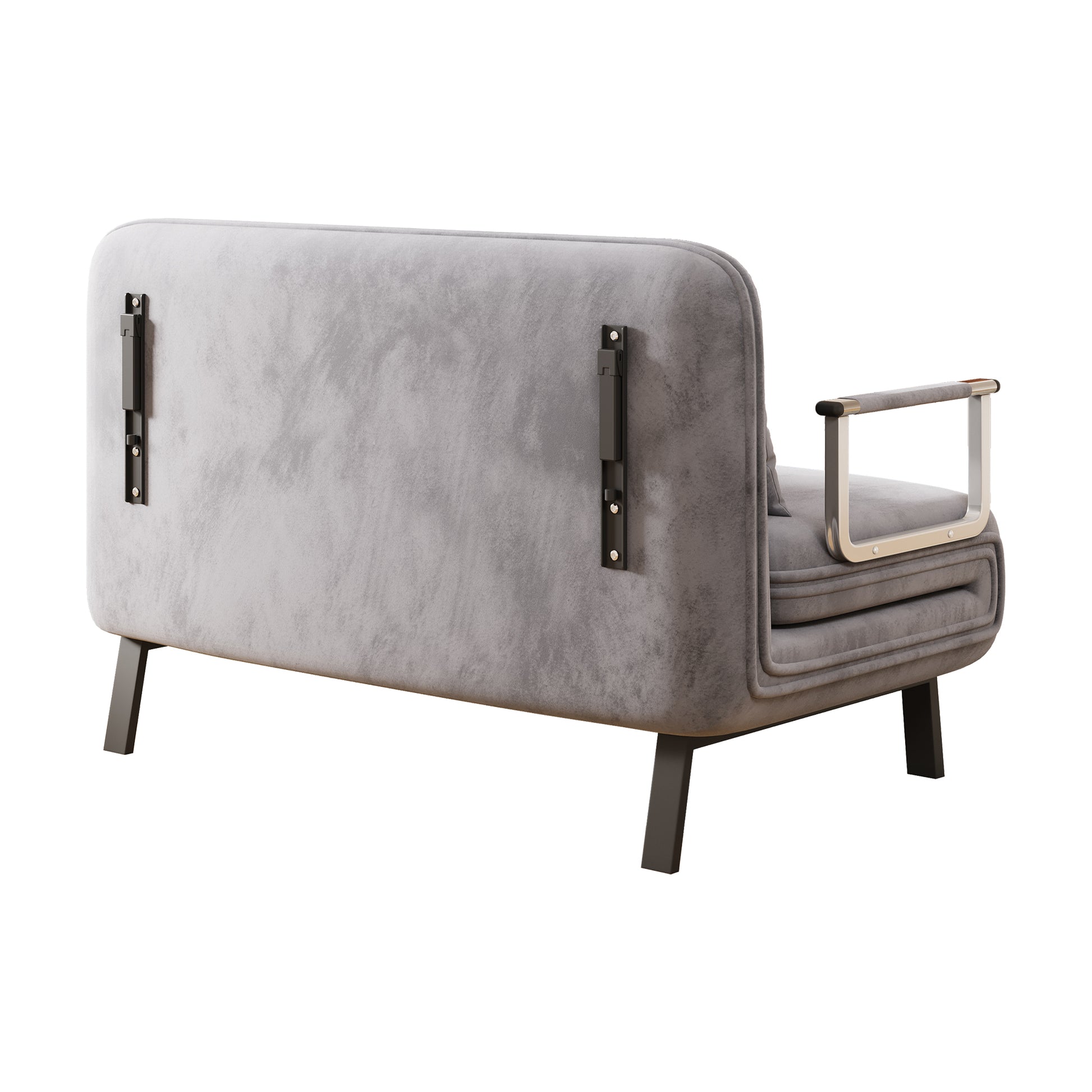 39 Convertible Chair Bed, Tri Fold Sofa Bed With Adjustable Backrest & Pillow, Leisure Chaise Lounge Couch With Sturdy Steel Frame For Home & Office, Comfortable Sleeper Chair Light Grey Dutch Velvet Light Grey Velvet Contemporary Polyurethane Foam Metal