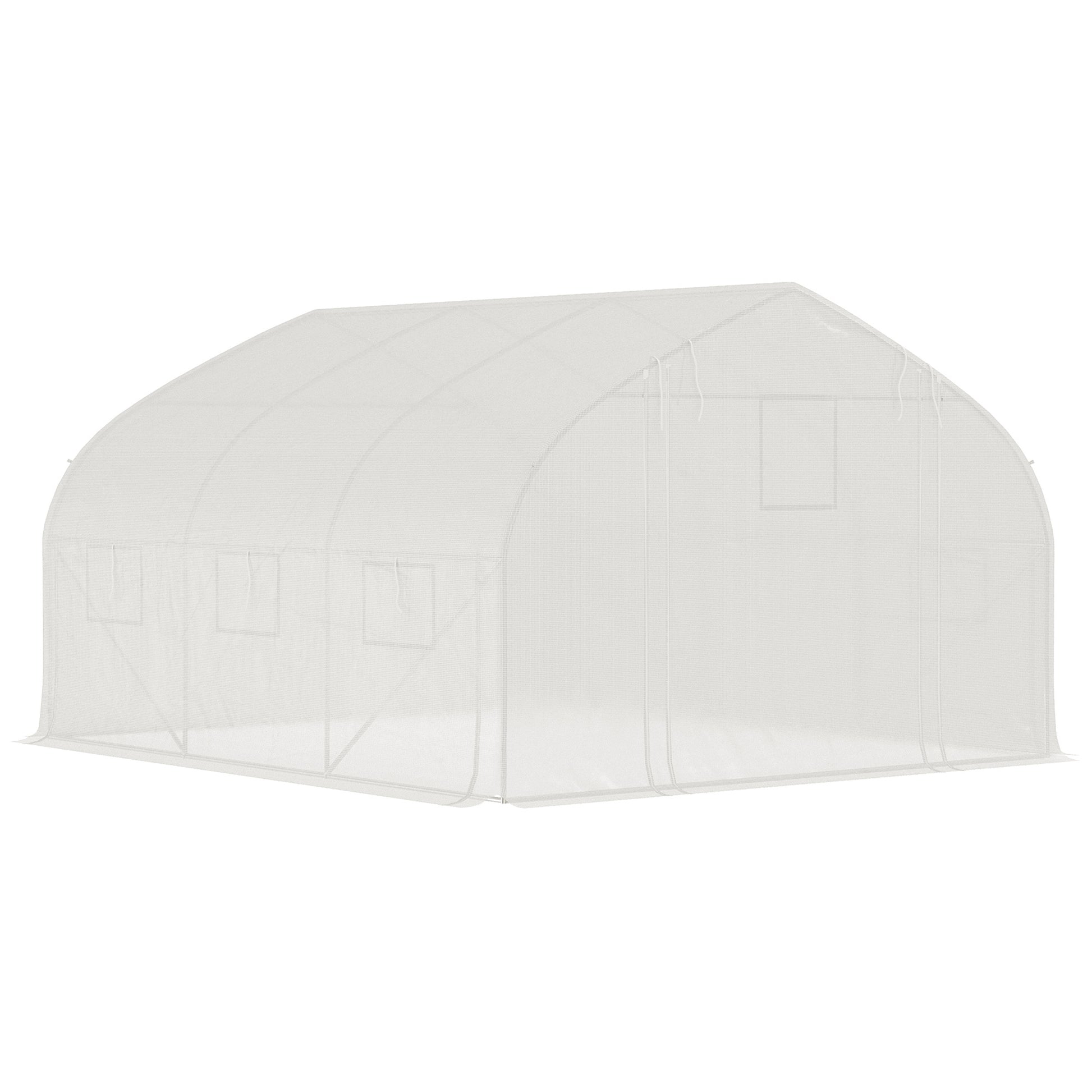 Outsunny 11.5' X 10' X 6.5' Walk In Tunnel Greenhouse, Green House With Zippered Mesh Door, 7 Mesh Windows & Roll Up Sidewalls, Upgraded Gardening Plant Hot House With Galvanized Steel Hoops, White White Steel