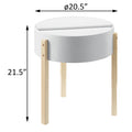 White And Natural End Table With Hidden Storage White Natural Primary Living Space Mid Century Modern Pine Round Wood