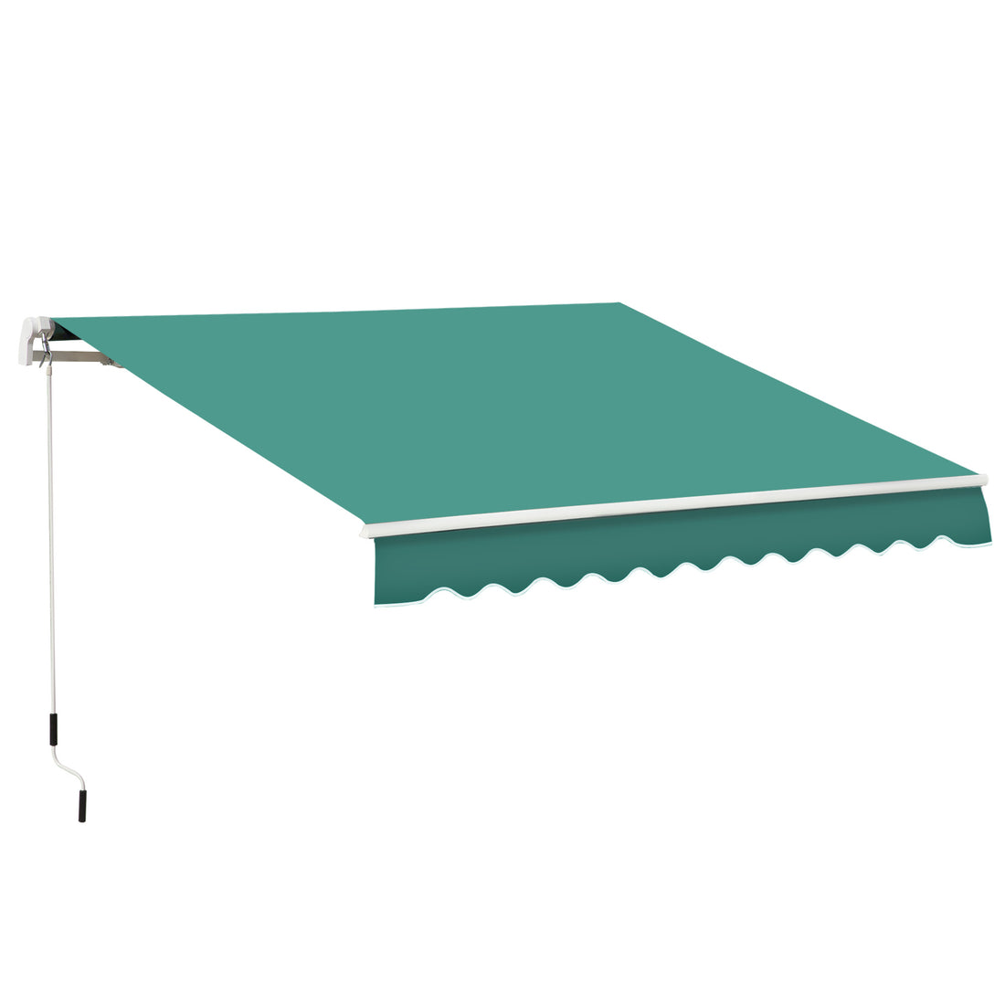 Outsunny 13' X 8' Retractable Awning, Patio Awnings, Sunshade Shelter W Manual Crank Handle, Uv & Water Resistant Fabric And Aluminum Frame For Deck, Balcony, Yard, Green Green Aluminum