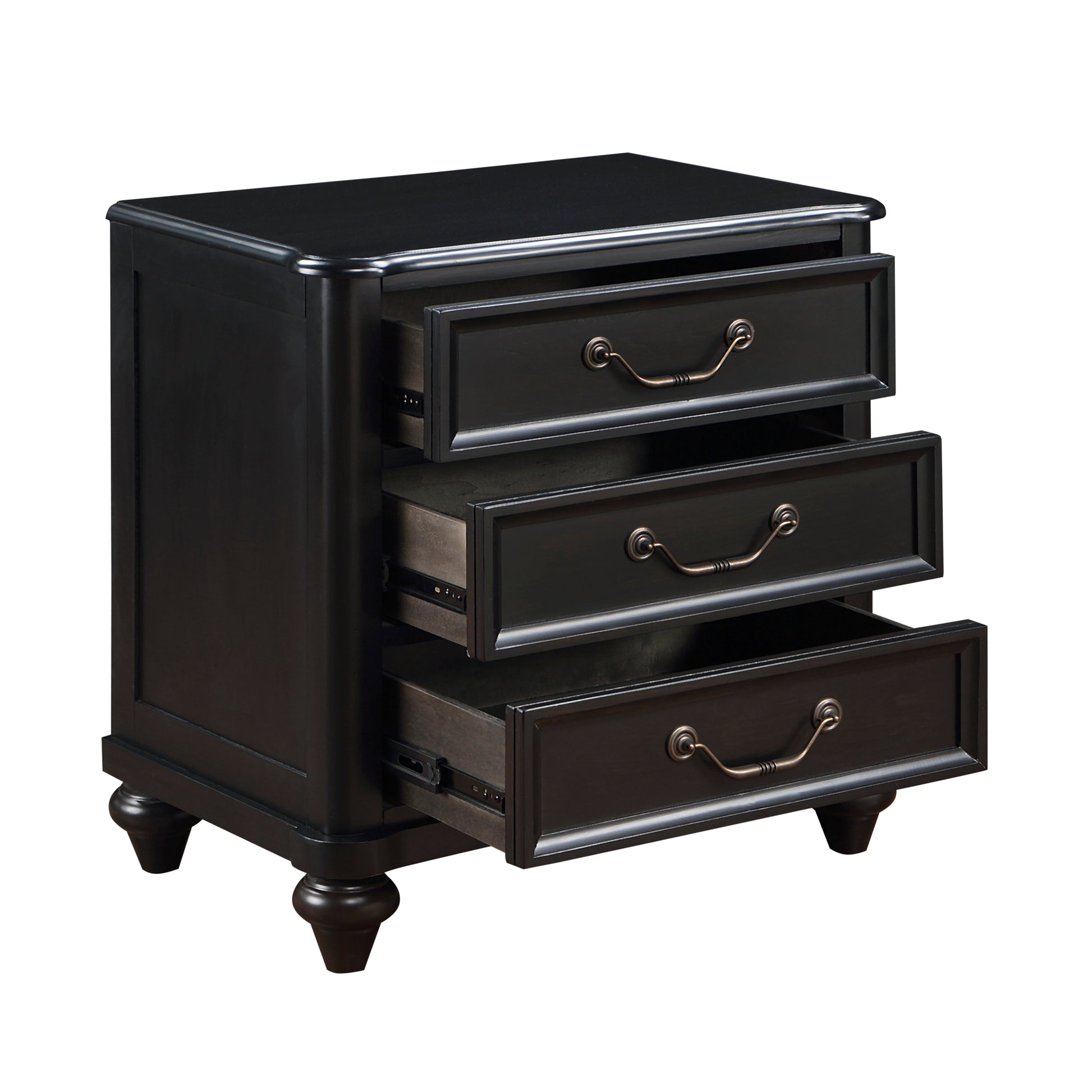 Charcoal Brown Finish Traditional Bedroom Furniture 1Pc Nightstand Of 3 Drawers Antique Handles Classic Design Bedside Table Brown Mix 3 Drawers Bedroom Classic,Traditional Wood