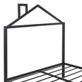 Full Size Metal Platform Bed With Two Drawers,House Shaped Headboard Design, Black Full Black Metal