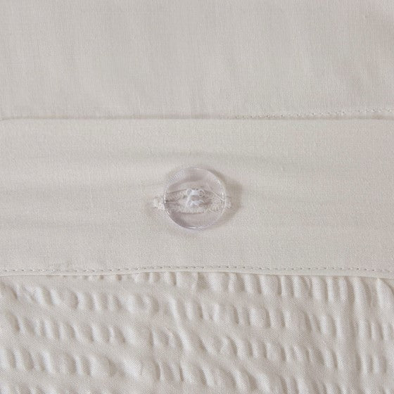 3 Piece Cotton Seersucker Duvet Cover Set King Ivory Cotton