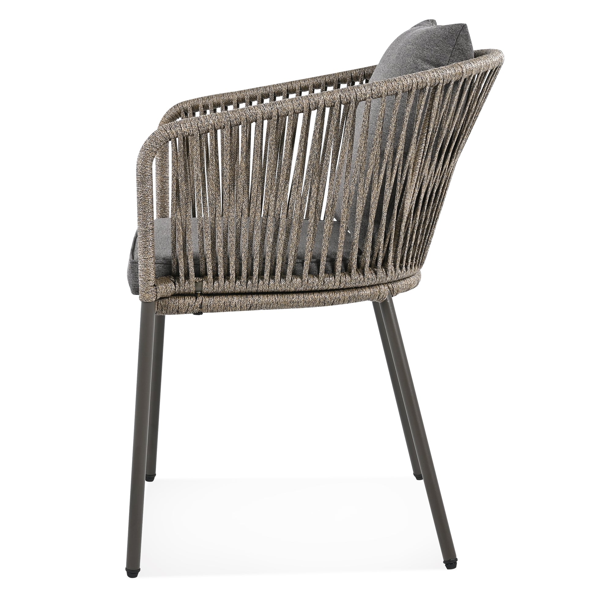 7 Pieces Patio Dining Set, All Weather Outdoor Furniture Set With Dining Table And Chairs, Acacia Wood Tabletop, Metal Frame, For For Garden, Backyard, Balcony, Grey Yes Grey Seats 6 Garden &