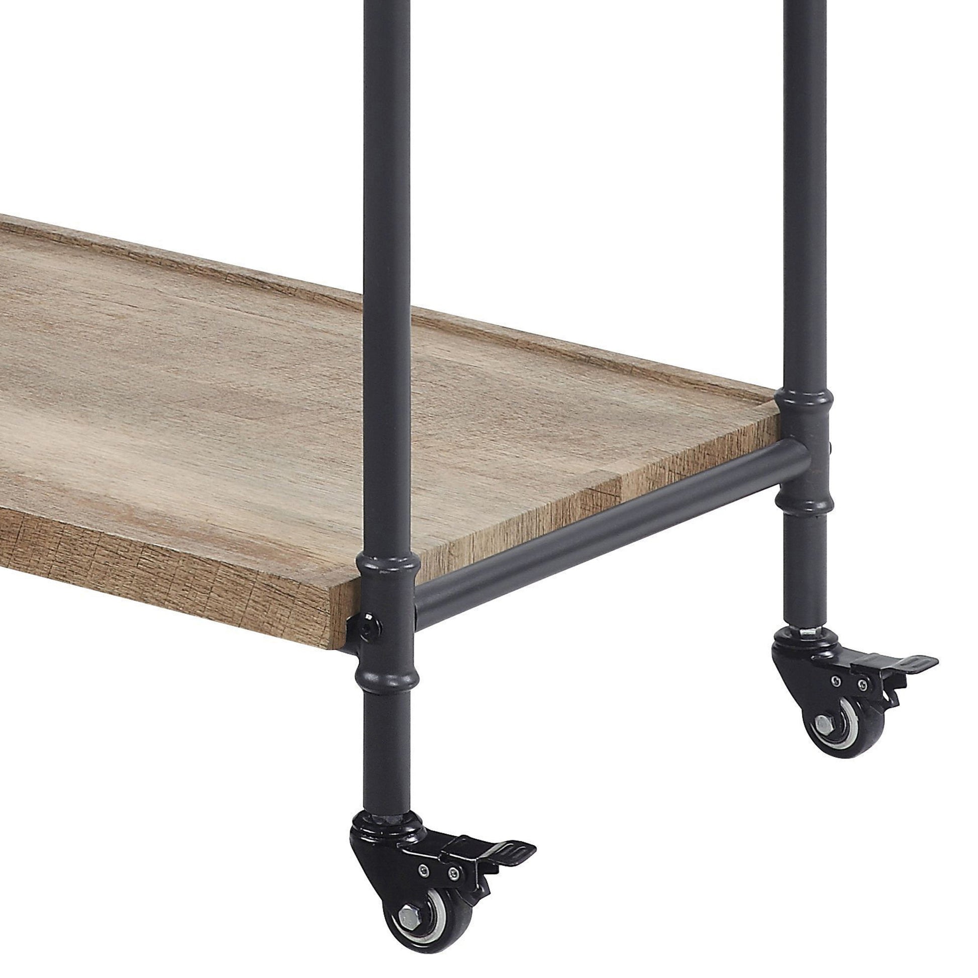 Oak And Sandy Black 2 Shelf Serving Cart - Oak