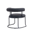 Coolmore Boucle Dining Chairs Set Of 2, Mid Century Modern Curved Backrest Chair, Round Upholstered Kitchen Chairs Carbon Black Boucle Carbon Black Foam Mdf Metal