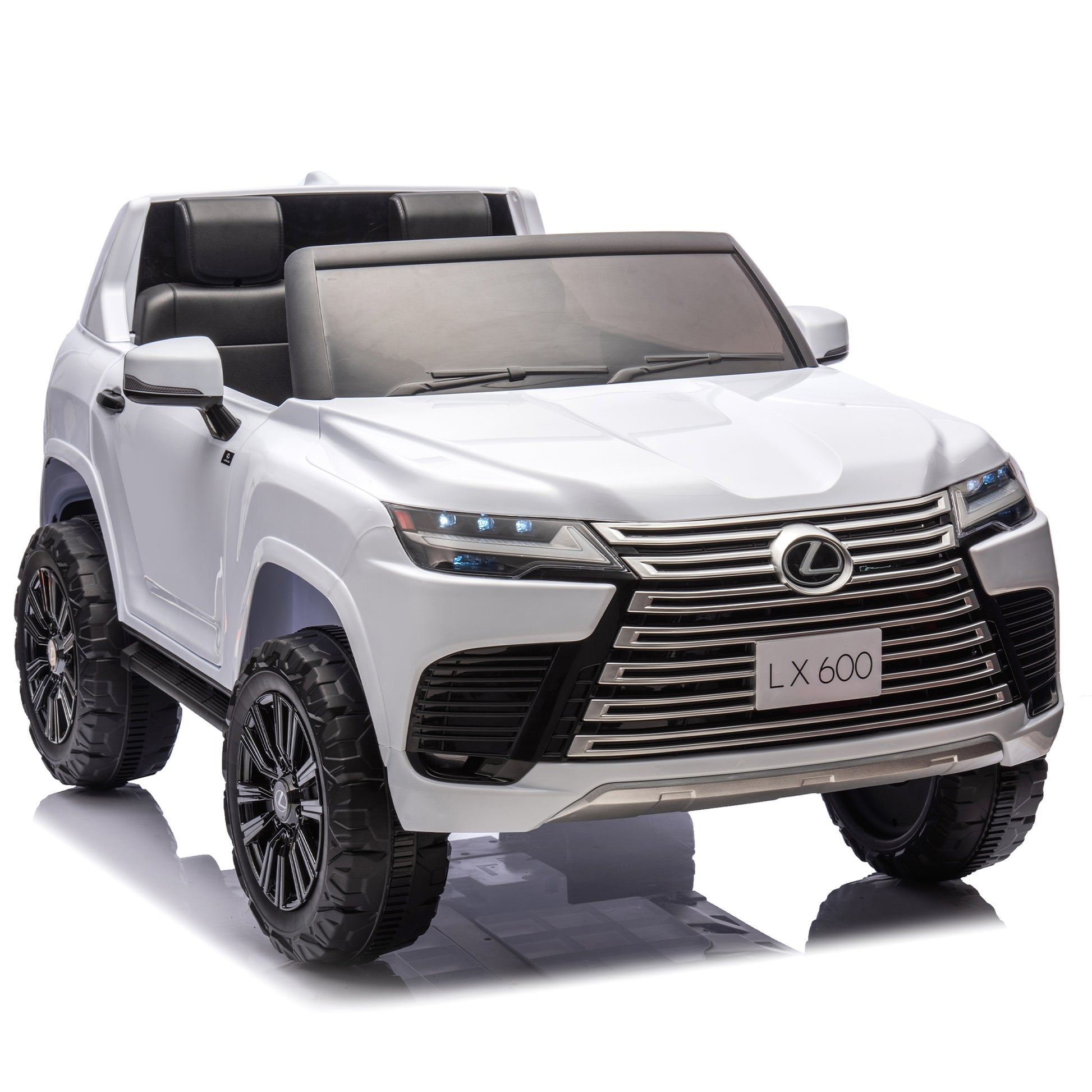 Licensed Lexus Lx600 24V Two Seater Kids Ride On Car W Parents Control,Seat Width 20 Inches,2Wd,Four Wheel Suspension,Bluetooth,Mp3,Music,Adjustable Volume,Power Display,Speeds 1.86 3.11Mph For Kids. White Polypropylene