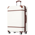 Hardshell Luggage Sets With Bags Lightweight Suitcase Double Spinner Wheels With Tsa Lock ,Single Vintage Luggage 24 In,White White Abs