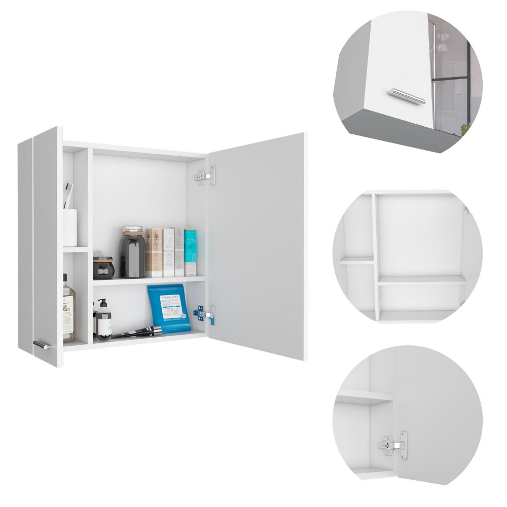 Medicine 23H" Double Door Cabinet,Four Interior Shelves, White White Particle Board Particle Board