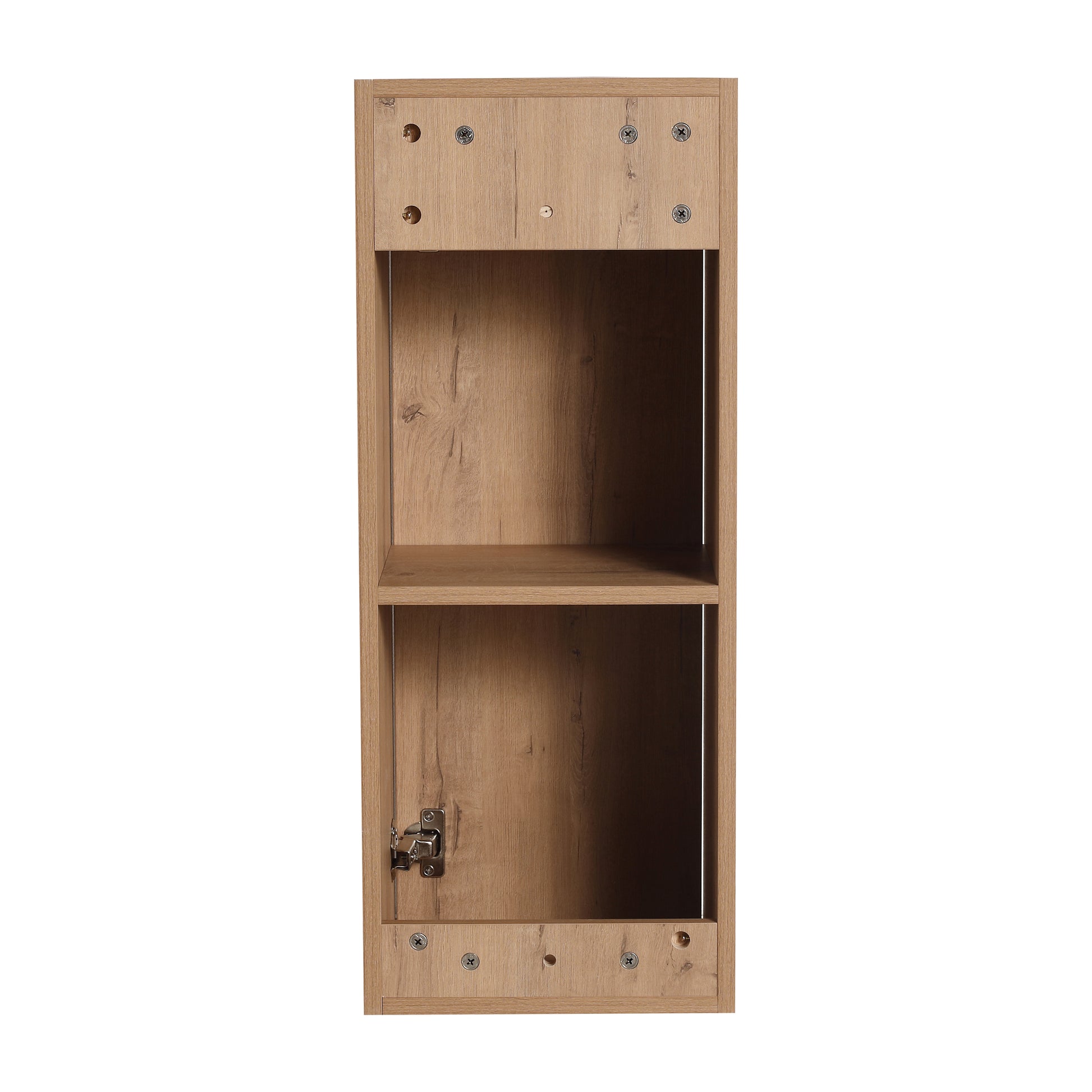 12" Bathroom Side Cabinet, 3 Soft Close Doors, Float Mounting Design, 12*3 Kd Packing Imitative Oak 3 Bathroom Wall Mounted Modern Plywood Plywood