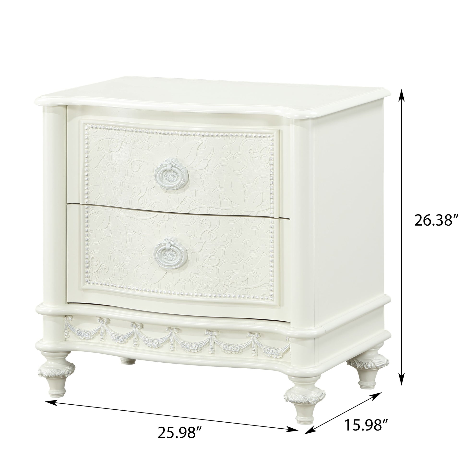 Ivory 2 Drawer Nightstand Ivory 2 Drawers Bedroom Rectangle Drawers Wood