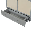 Full Size Murphy Bed Wall Bed With Drawer And Rattan Decoration With 2 Storage Cabinets, One Set Of Sockets & Usb Ports, Pulley Structure Design, Gray Full Gray Plywood