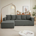 Chenille L Shaped Sectional Sofa Set,Minimalist Style Modular Sectional Sofa, Luxury Chenille Fabric Cloud Couch For Living Room Grey Chenille 4 Seat