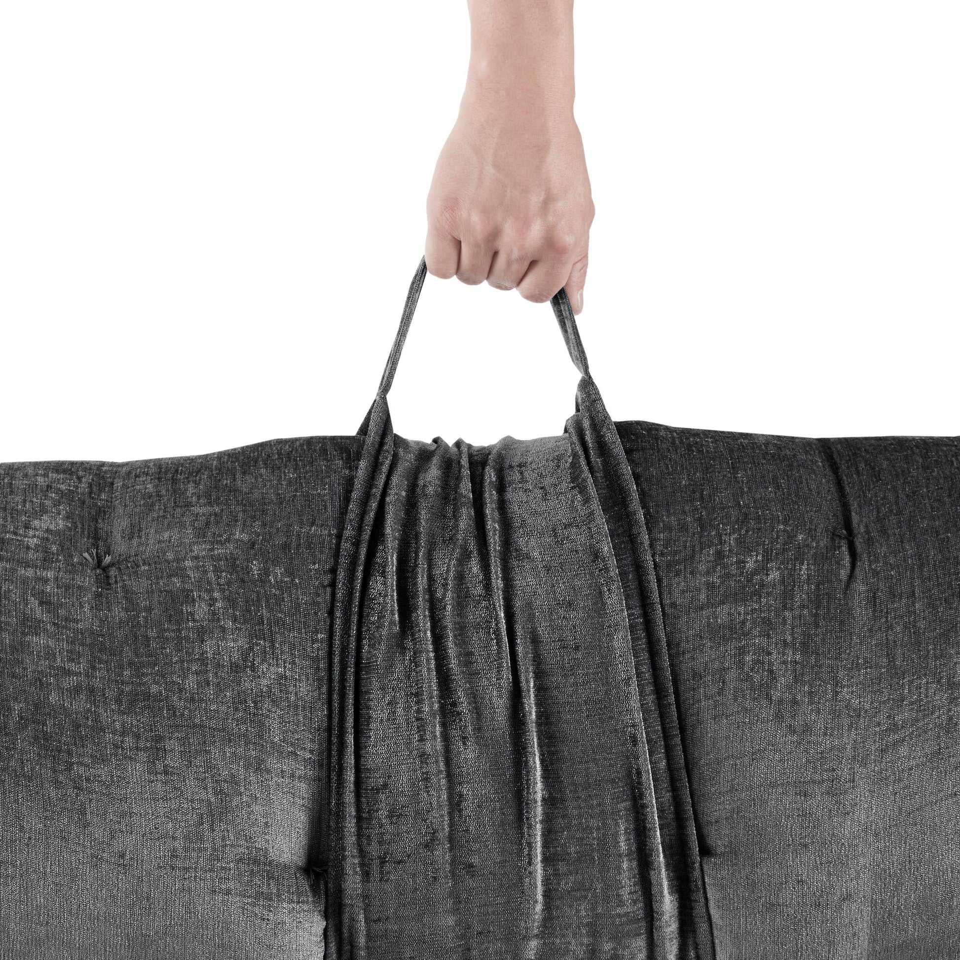 Poly Chenille Lounge Floor Pillow Cushion 27" X 74" Charcoal Polyester