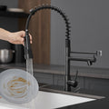 Commercial Stainless Steel Kitchen Faucet With Pull Down Sprayer, Single Handle Single Lever Kitchen Sink Faucet Black Kitchen Contemporary Ceramic Brass