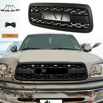 Front Grille For 1St Gen 2000 2001 2002 Toyota Tundra Trd Pro Grill With Letters W E Light Black Abs Abs