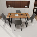 Mdf Natural Wood Dining Table And Modern Dining Chair 4 Piece Set, Medieval Wooden Kitchen Dining Table Set, Rectangular Metal Base, Dining Table And Suede Chair Brown Grey Mdf