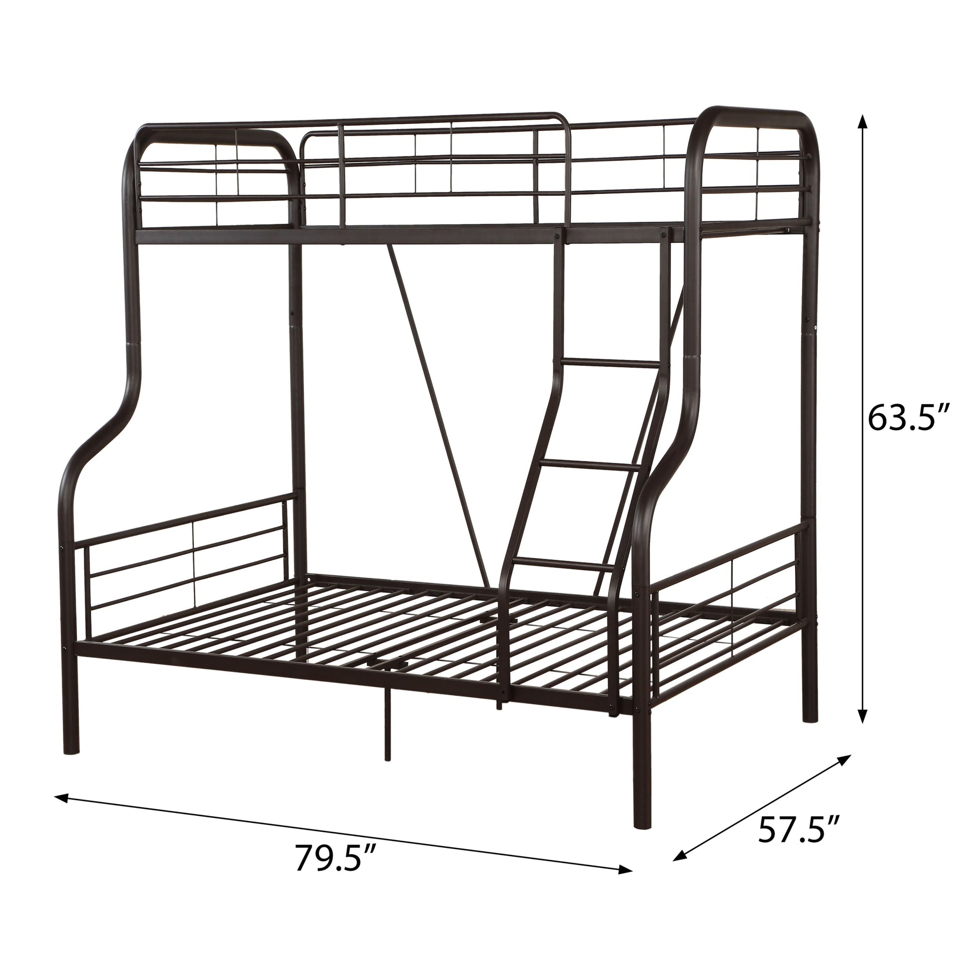 Sandy Black Twin Over Full Bunk Bed With Built In Ladder Black Metal