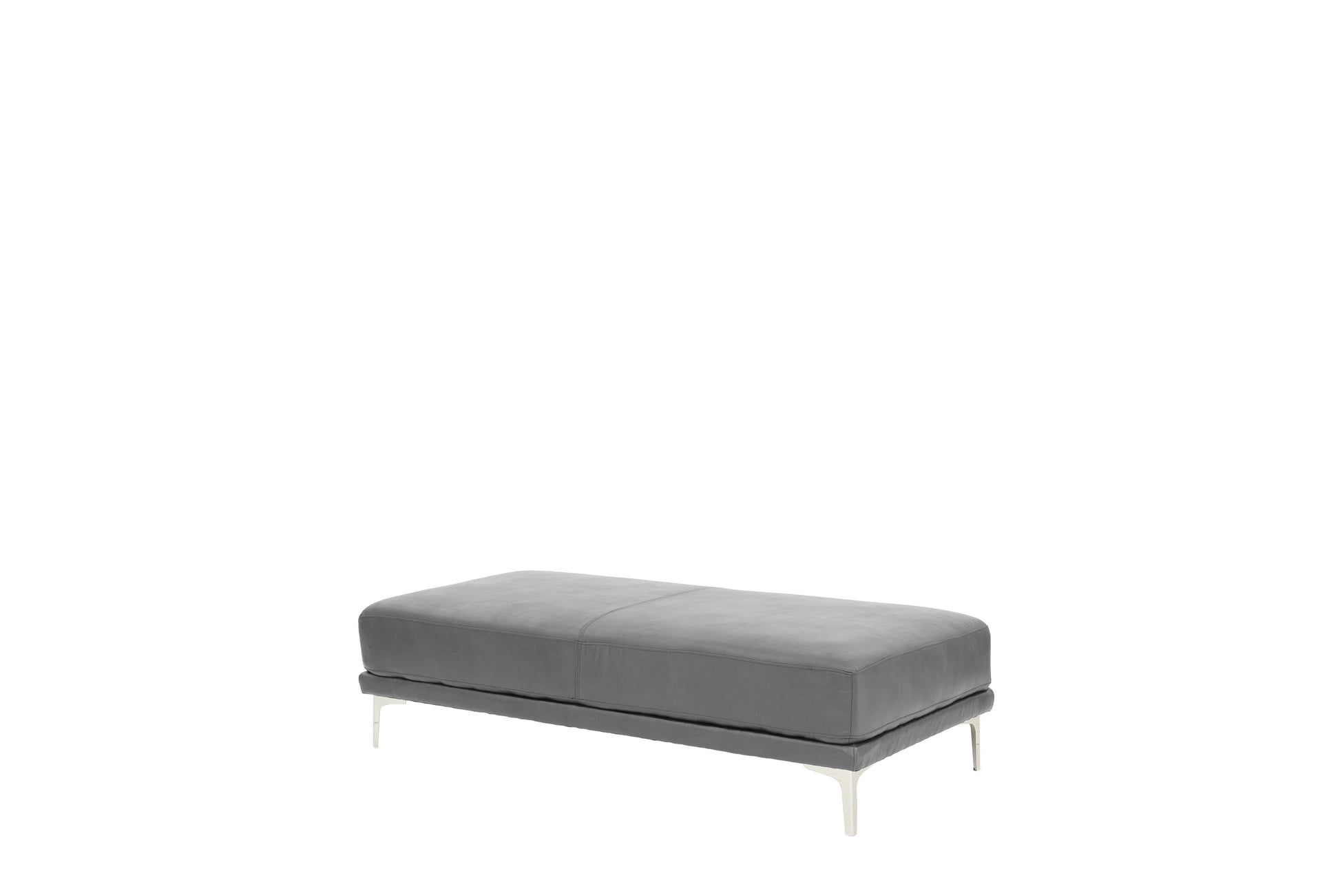 Modern Antique Gray Large Ottoman Metal Legs 1Pc Cocktail Ottoman Living Room Antique Gray Faux Leather Primary Living Space Grey Contemporary,Modern Rectangle Bonded Leather