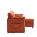 United We Win Furniture, Modular L Shaped Sofa, Modular Long Sofa With Reversible Chaise Lounge, Sofa Bed, Sleeper Sofa, Modular Sofa Combination With Storage Seats. Orange Velvet 3 Seat