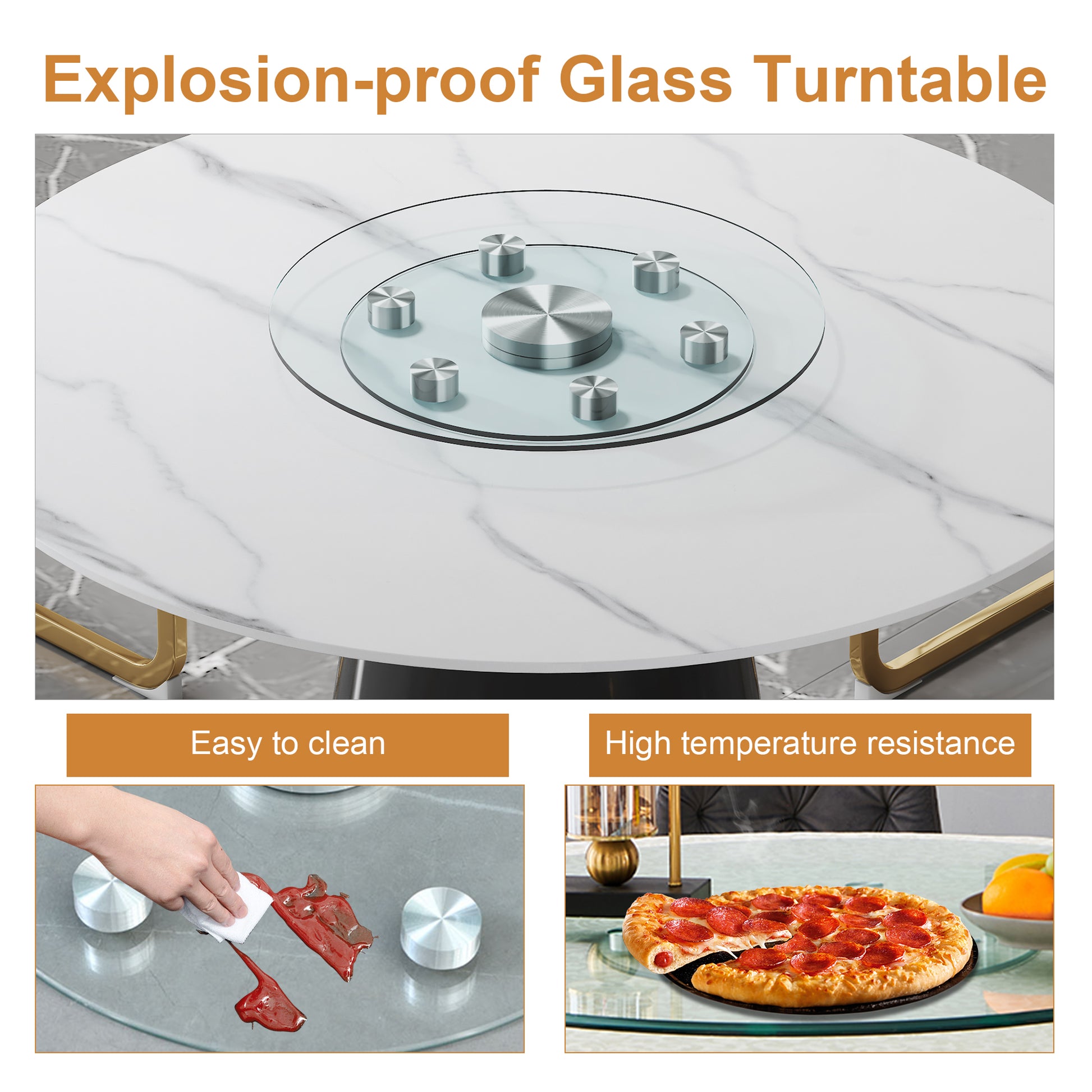 Double Layer Rotatable Round Glass.The Rotatable Design Makes It More Convenient To Retrieve And Place Items.The Upper Glass Has A Diameter Of 20 Inches, While The Lower Glass15 Inches. Transparent Glass