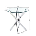 Modern Round Tempered Glass End Table With Chrome Legs Silver Tempered Glass