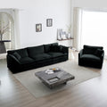 Modern Sofa Couch, 3 Piece Set Extra Deep Seat Sectional Sofa For Living Room, Oversized Sofa, 3 Seat Sofa, Loveseat And Single Sofa, Black Chenille Green Chenille 6 Seat