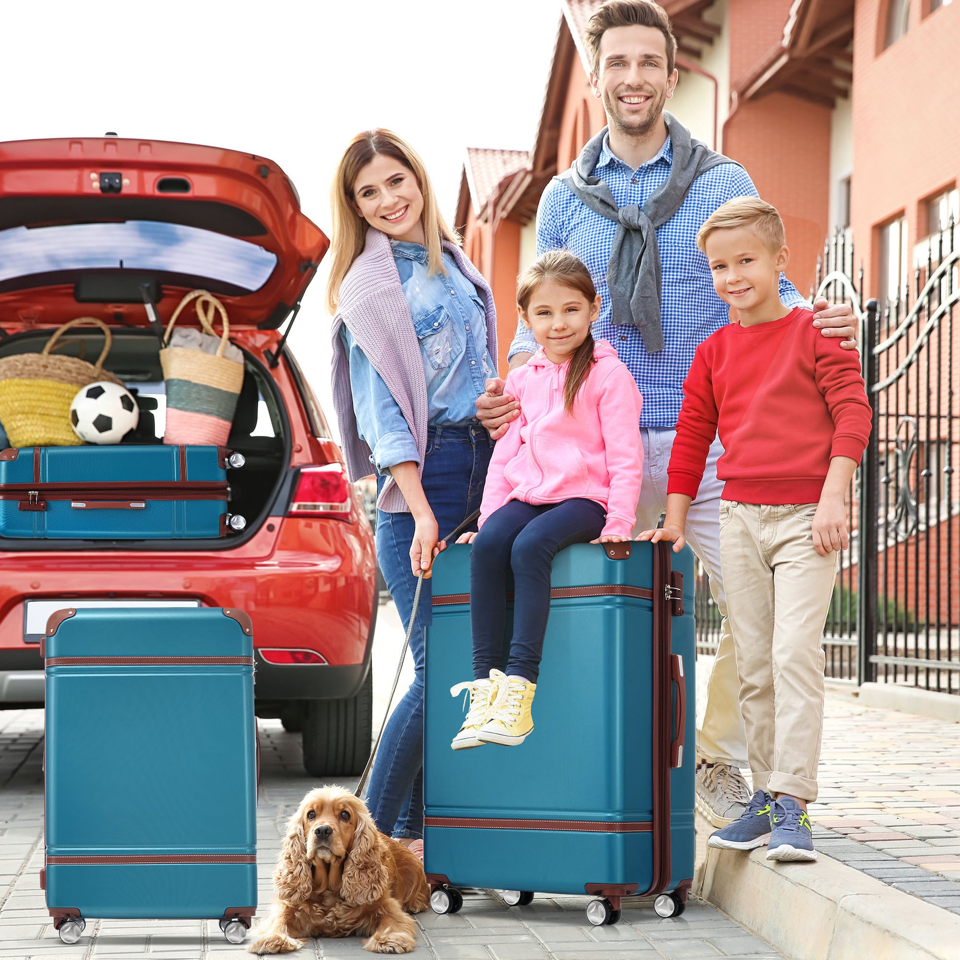 Hardshell Luggage With Tsa Lock28" Expandable Lightweight Suitcase With Spinner Wheels, Single Vintage Luggage,Blue Blue Abs