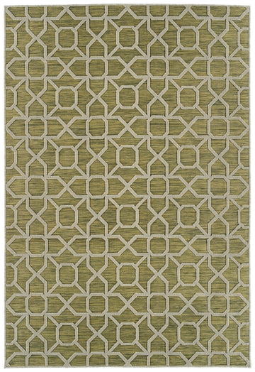 Contemporary, Transitional, Geometric, Textured, High Low Cut & Loop 2' X 6' Runner Lime Green Polypropylene