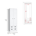 St Monans Armoire With Double Door And 2 Drawers White White Particle Board