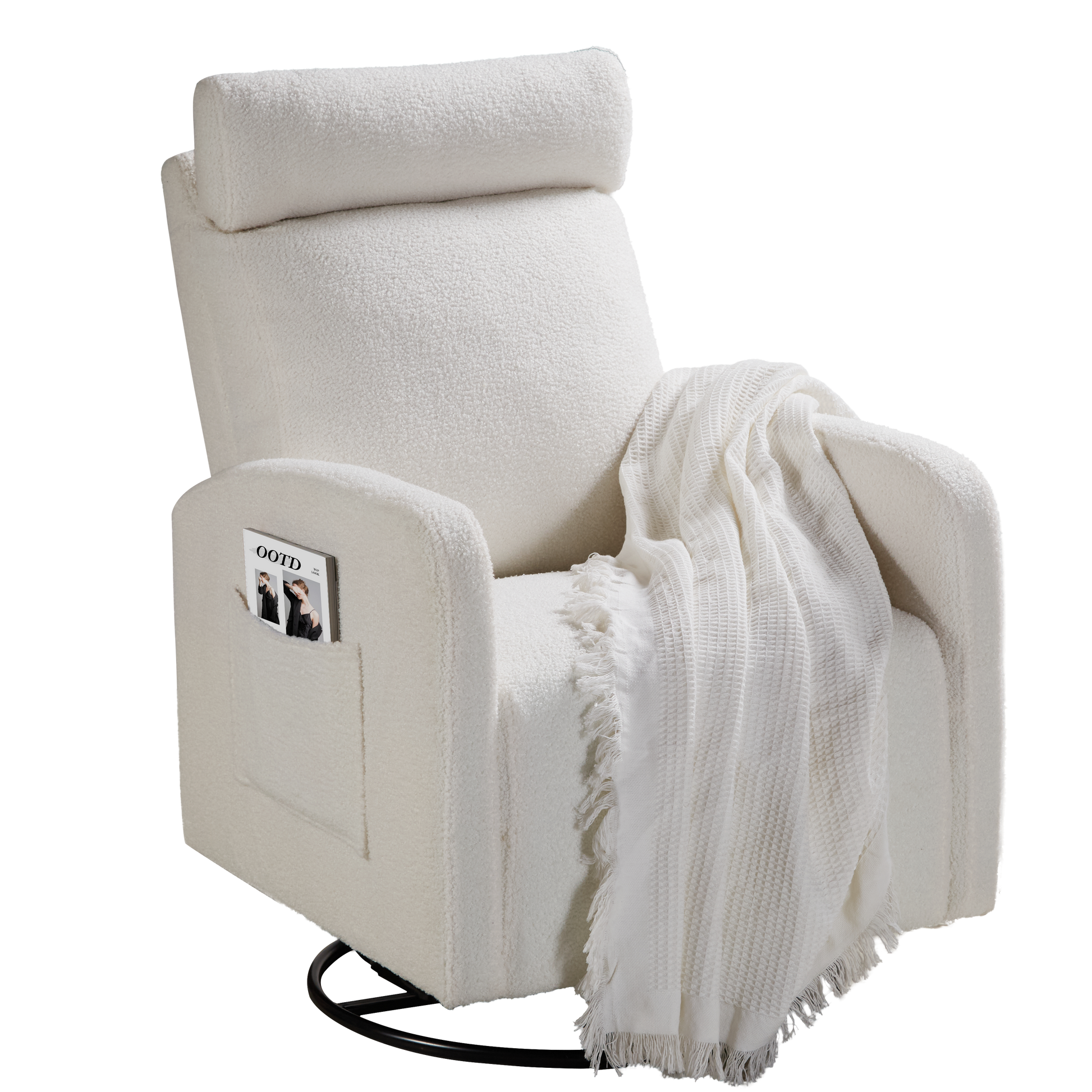 Swivel Upholstered Manual Recliner Chair Theater Recliner Sofa 360 Degree Nursery Glider Rocker For Living Room, Beige Beige Velvet Velvet 1 Seat