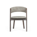 Cid 23 Inch Modern Dining Chair, Curved Back, Set Of 2, Gray Fabric Gray Wood Fabric