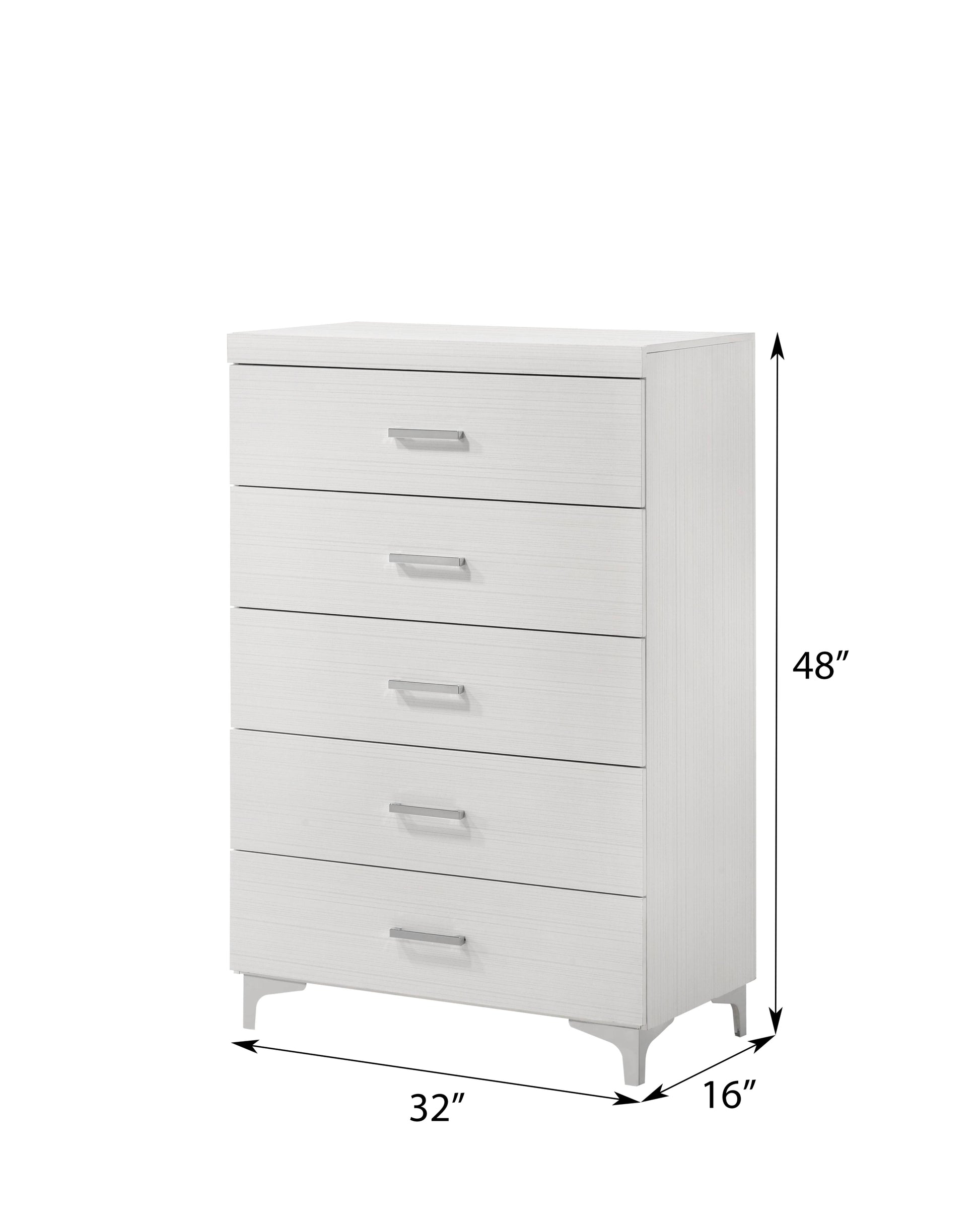 White 5 Drawer Chest With Metal Legs White Bedroom Wood Metal