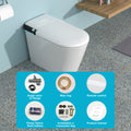 Smart Toilet With Bidet Built In, Auto Open & Close, Elongated Heated Seat, Foot Sensor Flush, Led Display, Warm Water Wash, Dryer, Night Light White Ceramic